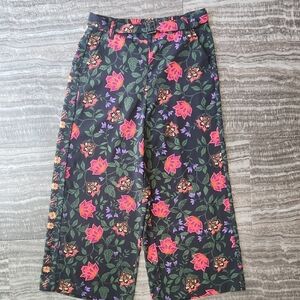 Joie floral wide leg belted crop pants Size Medium